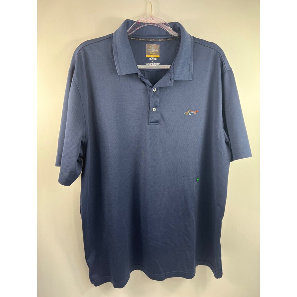 Greg Norman For Tasso Elba Five Iron Play Dry Polo Men's Sz L Navy Short Sleeve - Picture 1 of 11